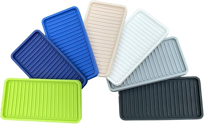 Silicone Kitchen Sink Organizer Tray, Sponge Holder and Countertop Protector | Bathroom and Kitchen Soap Dish and Dispenser Tray (Sand Dollar, 10"x5.25")