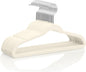 MIZGI Kids Velvet Hangers,Non-Slip Big Kids Hangers,14 Inch Hangers for Youth,Teen Clothes,Pack of 50（Ivory/Silver）