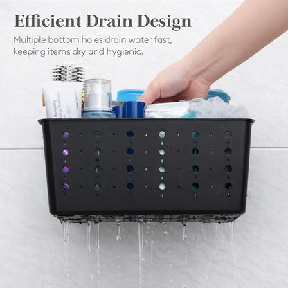Lifewit Shower Caddy Portable, Cleaning Supplies Caddy Organizer with Handle and Adjustable Dividers, Plastic Shower Basket for Dorm Room Essentials, College, Bathroom, Black, 2 Packs