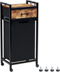 Timberer Laundry Hamper, Laundry Sorter, Rolling Laundry Basket with Drawer, 18 Gal (68 L), Pull-Out and Removable Oxford Fabric Bags, Black and Rustic Brown