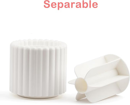 360 Rotating Makeup Brush Holder,Cute Makeup Brush Cup, Removable 7 Slots Spinning Cosmetic Brushes Storage Pen Holder for Vanity, Dresser, Desk, 5 Inch | 1 Pack White