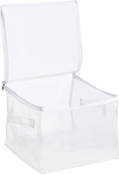 Amazon Basics Clear Zippered Storage Bags for Closet Organization, Stackable Clothing and Linen Storage Containers, 3-Pack