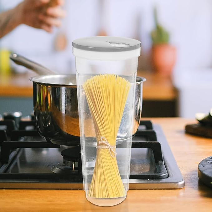 Vertical Noodle Jar with Rotating Lid Food Storage Container for Spaghetti Grains Cereal Nuts Beans Kitchen Organization 11.22 X 4.13 X 3.34 Inches