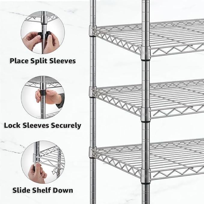 2 Pack Black Additional Wire Shelf for 18" x 72" Shelving Units, Replacement Shelves for Wire Rack