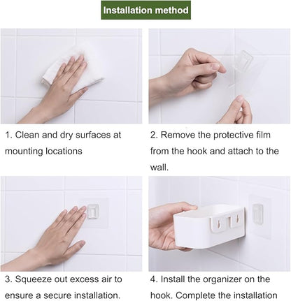 Adhesive Cabinet Door Organizer, Bathroom Wall Mount Storage Rack, Bedside Shelf Organizer Door Rack Shelves Holder for Sink Kitchen Bathroom RV Pantry Bedroom Closet Laundry Office (White-2 Pack)