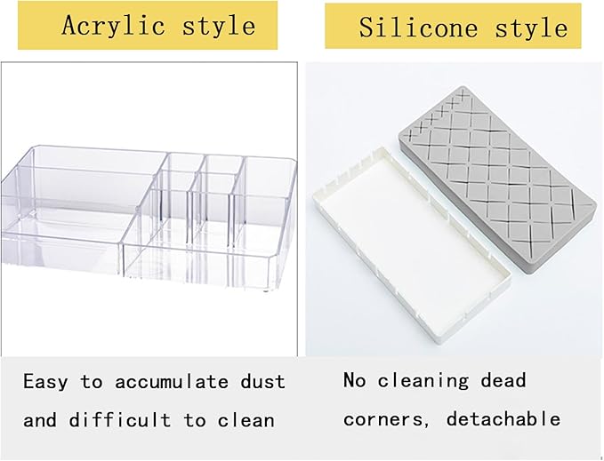 Silicone Lipstick Holder 18+6 Slots, Cosmetic Organizer Stand Square Makeup Display Case for Brush Lip Eye Stick Nail Polish Brushes Eyebrow, Premium Cosmetic Organizer-Grey