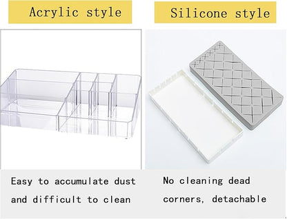 Silicone Lipstick Holder 18+6 Slots, Cosmetic Organizer Stand Square Makeup Display Case for Brush Lip Eye Stick Nail Polish Brushes Eyebrow, Premium Cosmetic Organizer-Grey