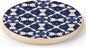 CounterArt Decorative Round Natural Wood Lazy Susan Turntable 14" Diameter Condiment Caddy, Cheese Server, Cake Plate, Spice Organization (Blue & White)