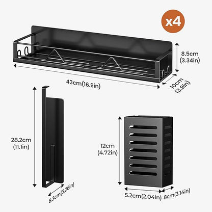 Mystozer 16.9 Inch Wide Large Capacity Magnetic Spice Rack for Refrigerator,6 Pack Metal Fridge Shelf Spice Rack Organizer Refrigerator Organizer Kitchen Spice Organizer Spice Storage(Black)