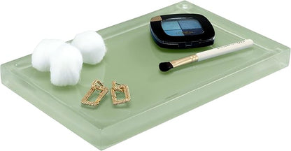 IZOD - Vanity Tray, Clear Resin Countertop Accessories, Modern Bathroom Decor, Dorm Room Essentials (Marina Collection, Green)