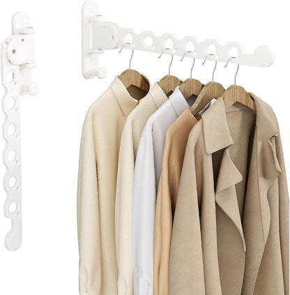 Wall Mounted Clothes Hanger Rack Folding Wall Mounted Clothes Hanger for Laundry (White)