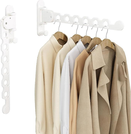 Wall Mounted Clothes Hanger Rack Folding Wall Mounted Clothes Hanger for Laundry (White)
