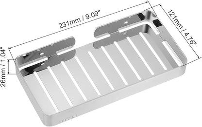 uxcell Soap Dish Holder, 304 Stainless Steel Soap Bar, Wall Mounted Soap Tray with Installation Kits, Soap Saver for Shower Wall Kitchen Counter (Silver)