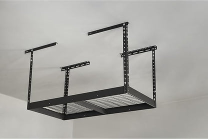 Klutch Garage Overhead Storage Rack with Adjustable Height, 48in.L x 24in.D, 23in.–37in.H