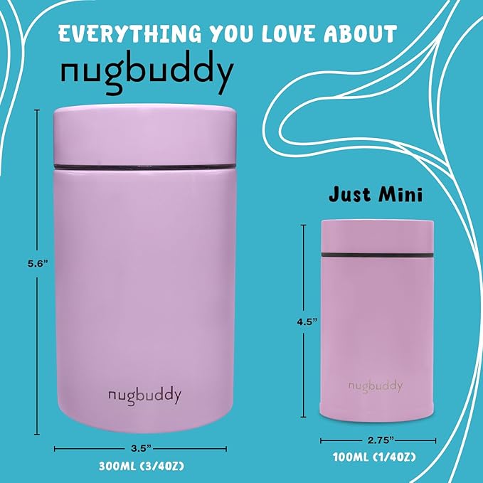 nugbuddy Mini Airtight Storage Container - Vacuum Sealed Insulated w Nested Glass Jar - UV Protection, Temperature Controlled Stainless - Whiteboard Finish w Marker Included - 100 ml (1/4 Oz)