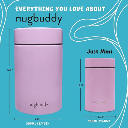 nugbuddy Mini Airtight Storage Container - Vacuum Sealed Insulated w Nested Glass Jar - UV Protection, Temperature Controlled Stainless - Whiteboard Finish w Marker Included - 100 ml (1/4 Oz)