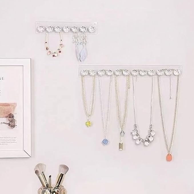 4 Pieces Clear Necklace Holder, Jewelry Storage Box Hanging, Jewelry Hanger, Wardrobe Accessories, Necklace Hook, Jewelry Hanging Organizer, Necklace Storage, Acrylic Hanger