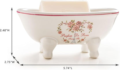 dodococa 1 Piece 5.7"" Mini Ceramic Clawfoot Double Ended Bathtub Soap Dish Vintage Decortative Soap Dish (Style 01)
