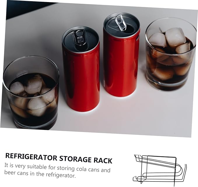 Zerodeko 1pc Black Refrigerator Storage Rack for Beverage Organization Double Drink Holder Smooth Surface Design for Beer and Soft Drinks