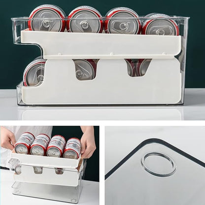 Soda Cans can Be Stacked with Storage Racks and Automatically Roll Off The Beverage Racks, It is Suitable for Refrigerators, Freezers, Kitchens, Countertops and Cabinets (Gray)