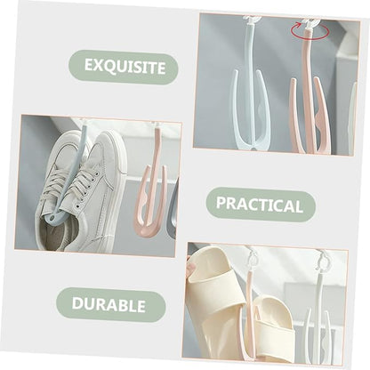 Happyyami 10pcs Portable Shoe Drying Rack Adjustable Plastic Hangers for Home Use Shoe Organizer for Sneaker and Laundry Drying Easy Access Hook Storage