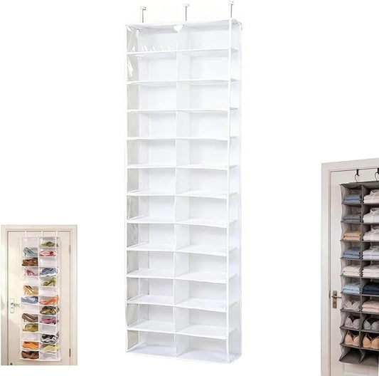 Hoodie Organizer Ideas,Hoodie Sweatshirt Storage Hack with Clear See,Hoodie Sweatshirt Organizer over the Door,26 Pockets Folding Hanging Door Closet,63" X 22" Foldable Behind the Door Organizer (#B)