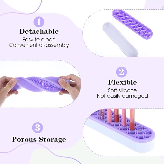 4 Pcs Silicone Makeup Brush Holder, Multipurpose Cosmetic Organizer, Pen Holder for Desk, Storage Box, Sewing Tool, Beauty Tool, Scissors, Toothbrush Holders