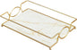 Vanity Tray Luxury Bathroom Counter Tray Glass Perfume Organizer Holder Cosmetics Makeup Skincare Display Decorative Vanity Trays for Bathroom Dresser Bedroom (Platinum, L)