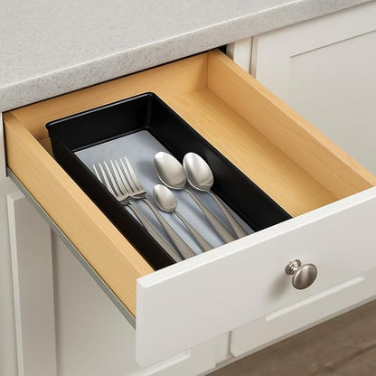 Drawer Organizer Tray – Durable Gray Plastic Storage Bin for Office, Kitchen, and Bathroom Drawers, Non-Slip Bottom, 6 x 15 x 2 Inches
