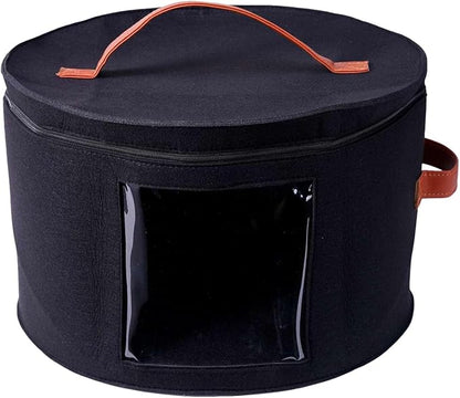Large Hat Storage Box with Lid | Felt Round Foldable Hat Organizer | Travel Hat Boxes | Hat Organizer Box | Suitable for Various Types of Hats(11X17 Inch)