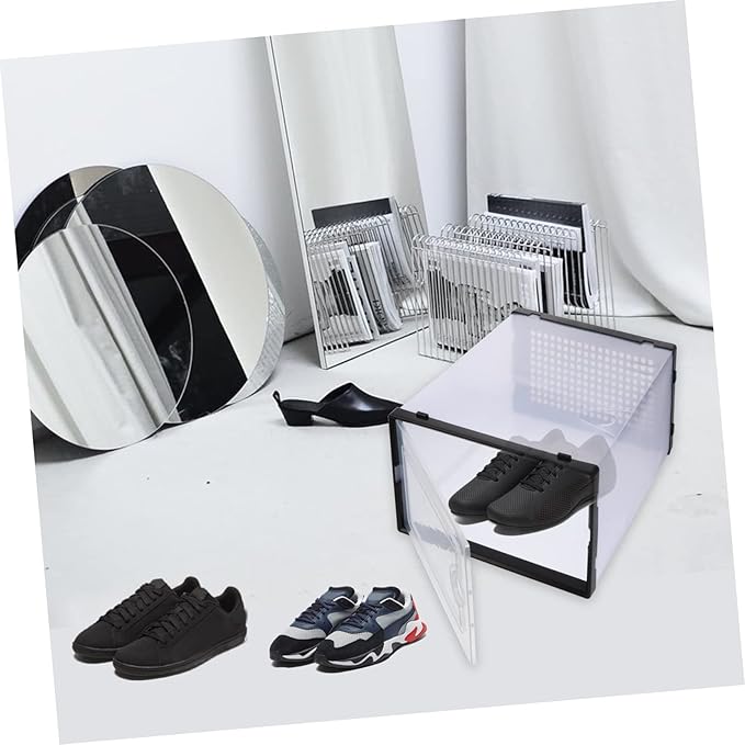 2 Pcs Shoe Storage Box Drawer-style Plastic Organizer for Sneakers Stackable Shoes Case for Closet Space Saving Design Style