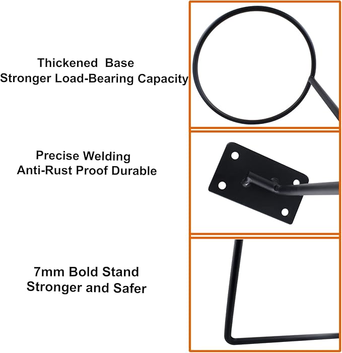 6 Packs Helmet and Hat Wall Mount Holder - Motorcycle Helmet Stand, Black Hangers for Caps, Ball Holder, Wig Display