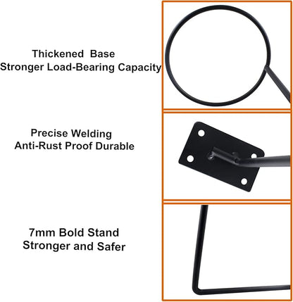 6 Packs Helmet and Hat Wall Mount Holder - Motorcycle Helmet Stand, Black Hangers for Caps, Ball Holder, Wig Display