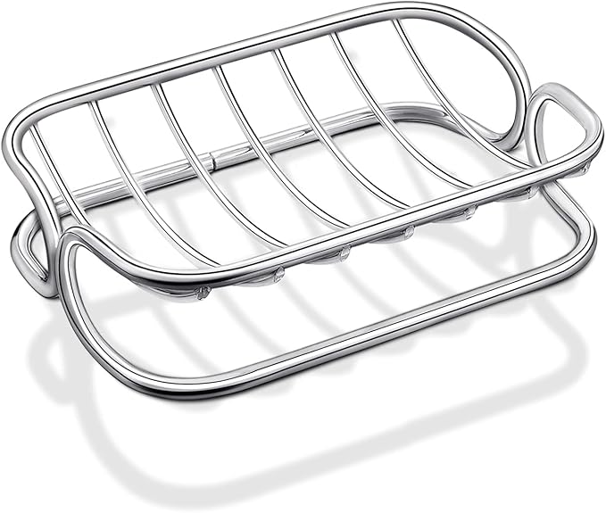 Patelai Soap Dish Stainless Steel Bathroom Bar Soap Holder for Shower Rust Proof Metal Self Draining Sponge Shelf Tray for Kitchen Sink(Classic Style)