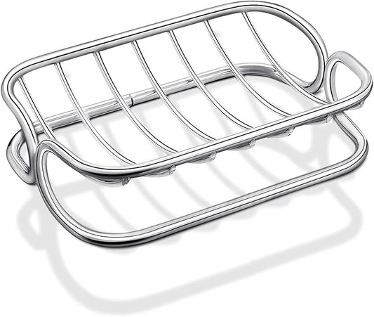 Patelai Soap Dish Stainless Steel Bathroom Bar Soap Holder for Shower Rust Proof Metal Self Draining Sponge Shelf Tray for Kitchen Sink(Classic Style)