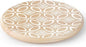 CounterArt Decorative Round Natural Wood Lazy Susan Turntable 14" Diameter Condiment Caddy, Cheese Server, Cake Plate, Spice Organization (White Geometric)