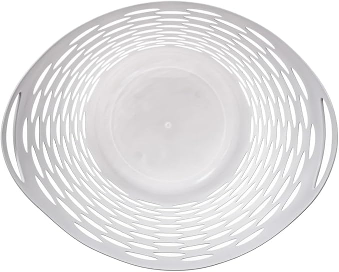 White Round Plastic Laundry Hamper with Handles - 2.2 Bushel Capacity, Lightweight & Space-Saving - Easy-Carry Laundry Basket for Home, Dorm, or Apartment