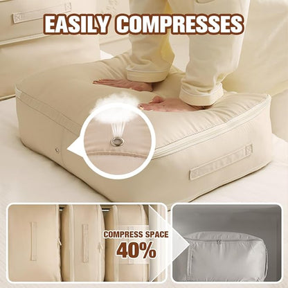 Ultra Space Saving Self Compression Organizer, Blanket Storage, Space-Saving Storage Bag, High-End Quilt Packaging Cube Bedding Storage Bag (Blue, L (54 * 42 * 30CM))