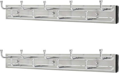 Rev-A-Shelf BRC-14CR 14-Inch Wall Mounted Pullout Closet Belt and Scarf Organization Rack Accessories Holder Hanger with 9 Hooks, Chrome (2 Pack)