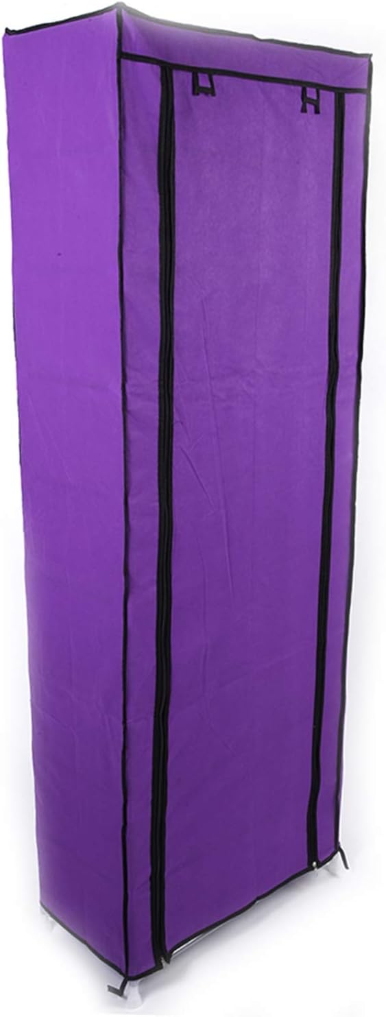 lapday 10 Tier Shoe Rack with Covers, Narrow Tall Shoe Shelf with Side Pocket, Free Standing Shoe Storage Cabinet for Closet Hallway,Bedroom,Entryway (Purple)