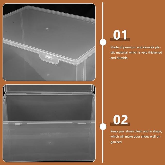Stackable Thickened Plastic Shoe Box with Lid, Large Capacity Sneaker Storage Organizer for Dust and Moisture Protection, Sturdy Boot and Shoe Storage Case for Closet Use