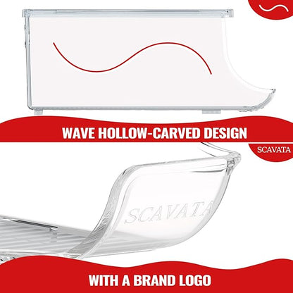 SCAVATA 2 Pack Stackable Refrigerator Organizer, Soda Can Dispenser Pop Cans Container Beverage Holder with Lid for Fridge, Freezer, Kitchen, Clear Plastic Storage Bins-Holds 10 Cans Each