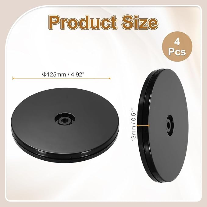 uxcell 4Pack Acrylic Lazy Susan Turntable, 5" Spinner Lazy Susan Turntable Organizer, Acrylic Ball Bearing Rotating Tray for Pantry Spice Rack Decorating, Black