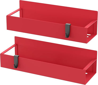 HuggieGems 2 Pack Magnetic Spice Storage Rack Organizer for Refrigerator and Oven, Red Fridge Organizers and Storage