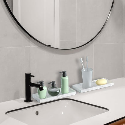 2 Packs Silicone Bathroom Vanity Tray Large 11.8" ＆ Large 11.8" Set - Rectangle Shatterproof Flexible Bathroom Tray for Soap Dispenser, Tissues, Candles, Towel, Plant, Perfume Key