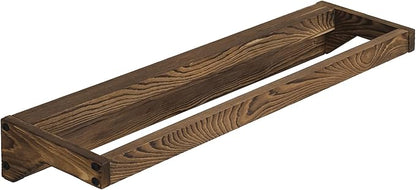 MyGift Set of 2 Solid Wooden Wall Mounted Shoe Rack Storage Organizer with Rustic Burnt Wood Finish, Hanging Footwear Holder for Closet, Mudroom, Entryway, Holds 4 Pairs