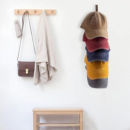 3 Pack Wooden Hat Rack, Hat Organizer with Hat Shaper Insert – Space-Saving Baseball Cap Display Stand for Wall in Bedroom, Closet, or Entryway