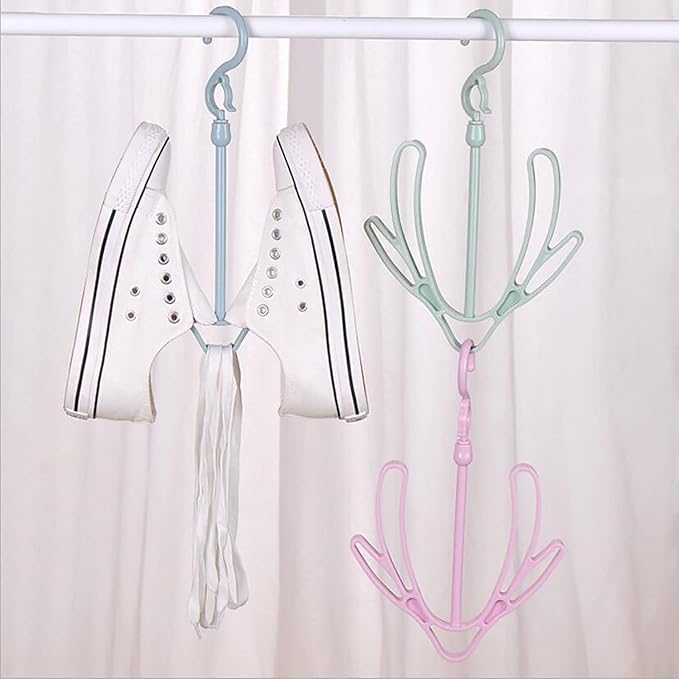6Pcs Shoe Hanger, Hanging Shoe Organizer, Hanging Shoes Rack, Shoes Drying Rack Hanger Dry Organizer Hook Rotating Hangers for Drying