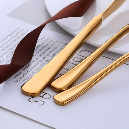Baikai Heavy-duty Dinerware Silverware Set, 20 Pieces Flatware Cultery Sets, Stainless Steel Kitchen Utensils Service for 4 (Gold, 20)