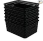 6-pack Black Woven Plastic Storage Baskets Organizing Bins